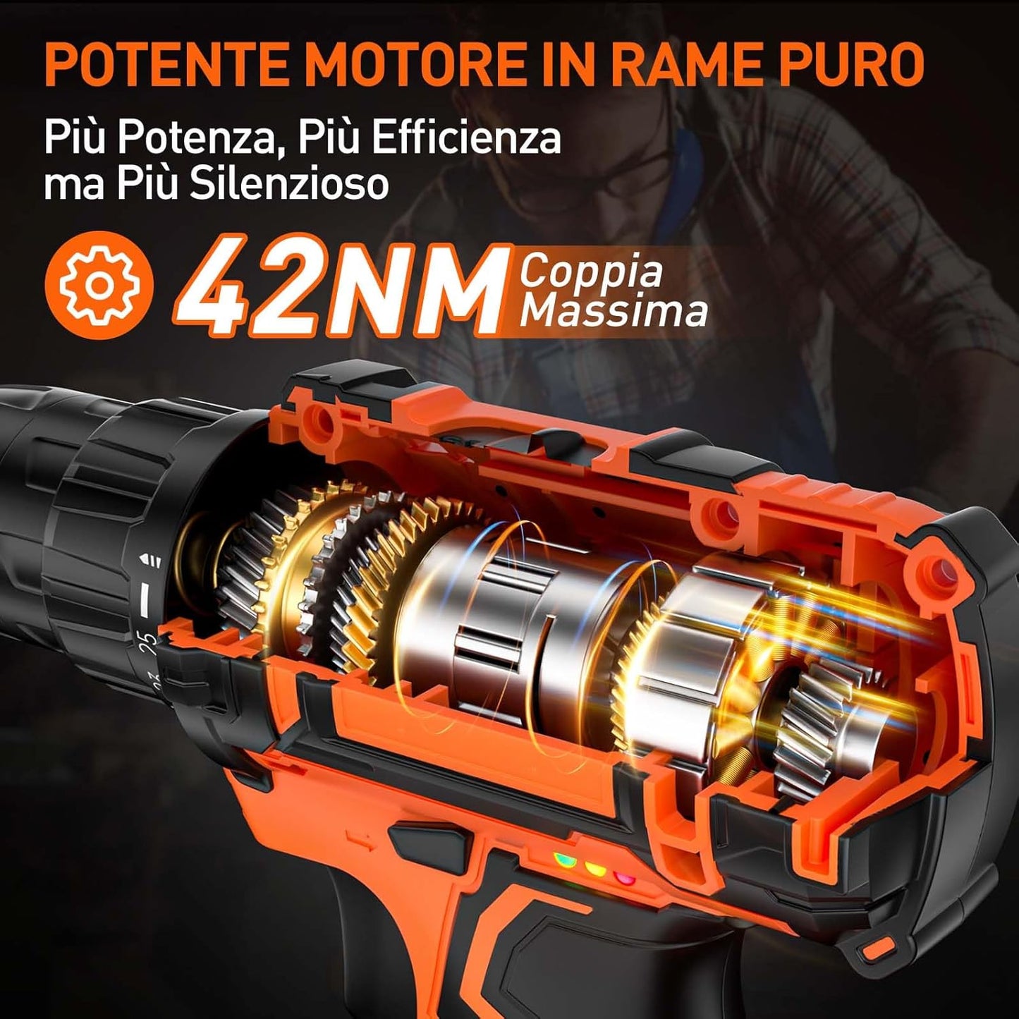 Avvitatore a Batteria con Impostazione di Coppia e Accessori