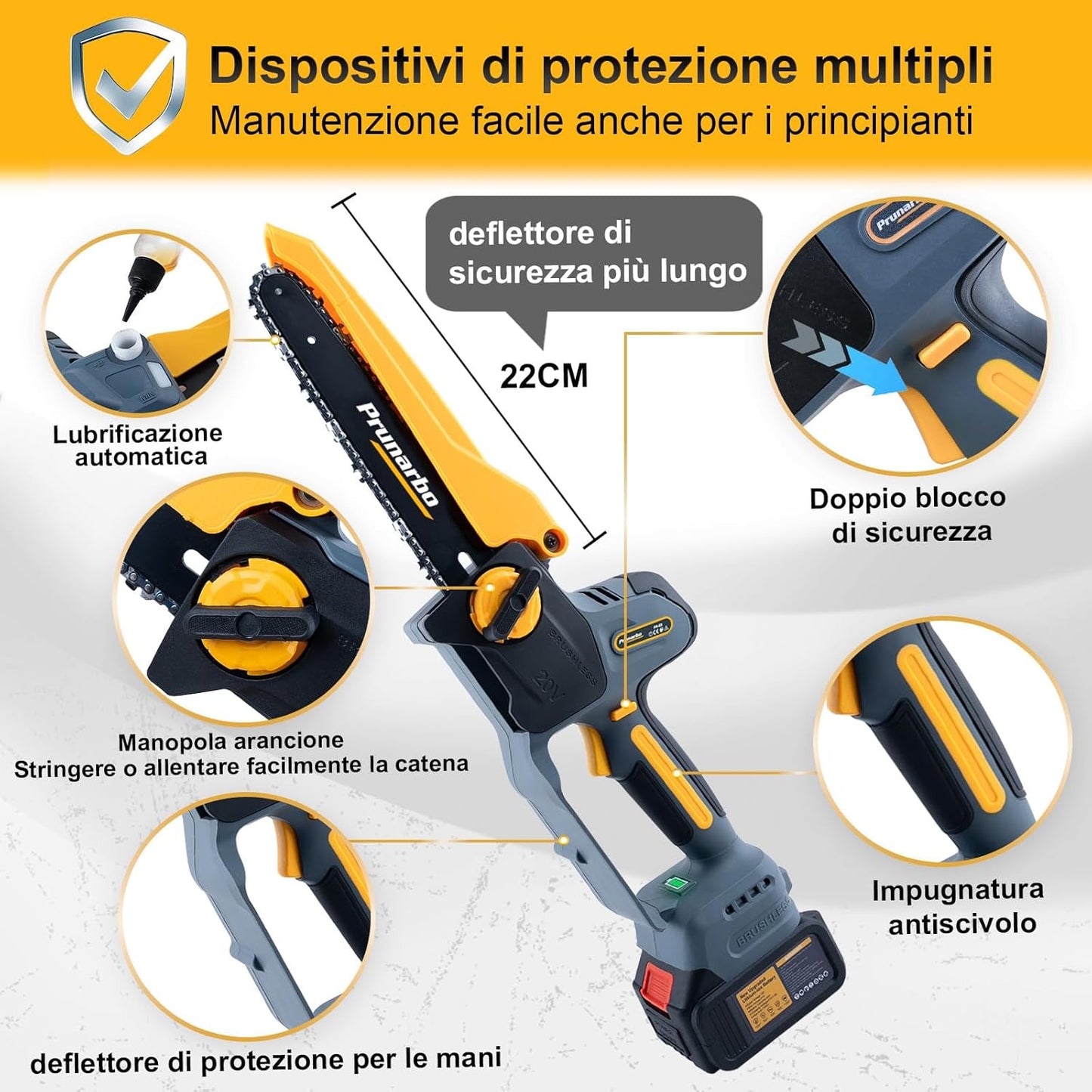 Motosega a Batteria Telescopica estensibile fino a 4 metri Brushless