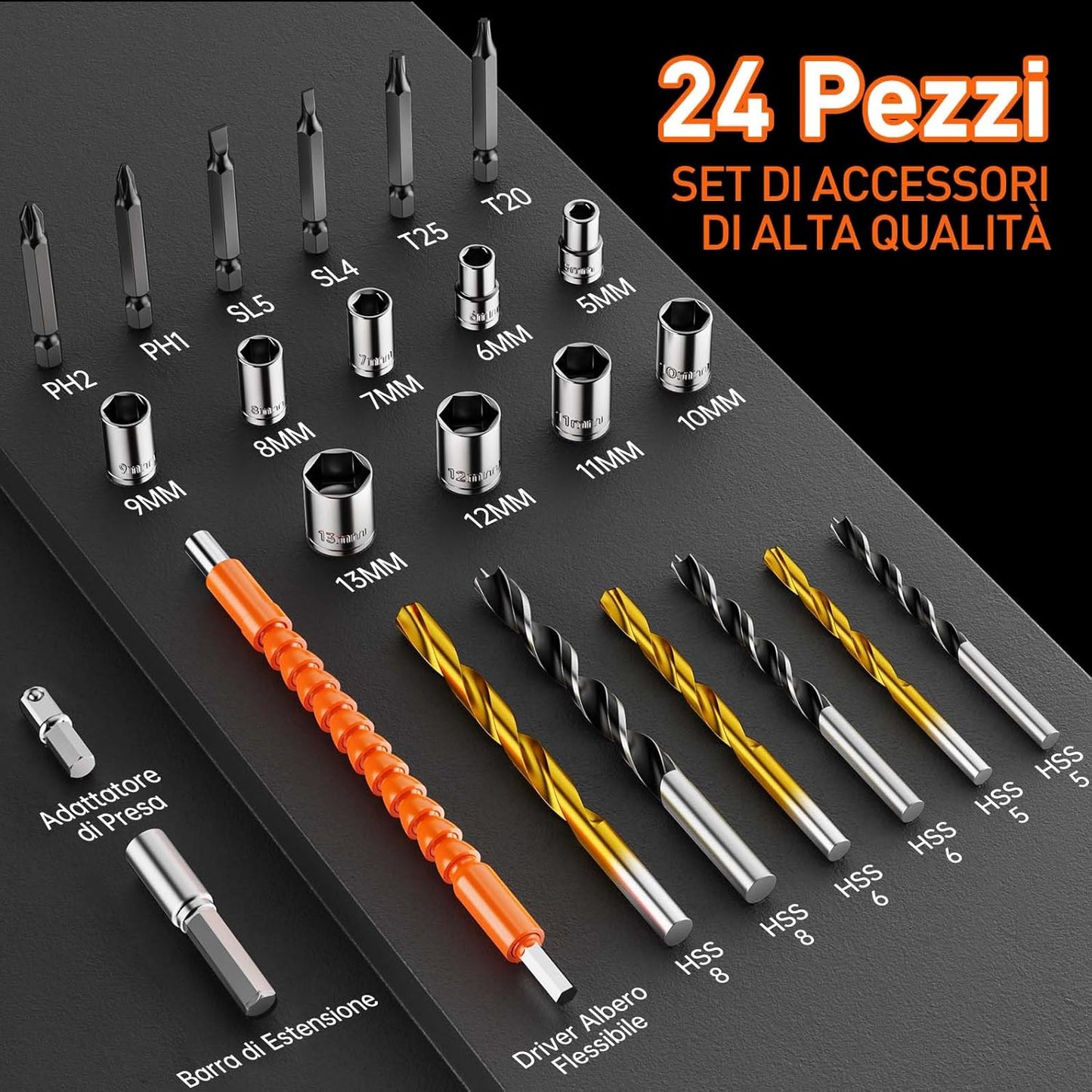 Avvitatore a Batteria con Impostazione di Coppia e Accessori