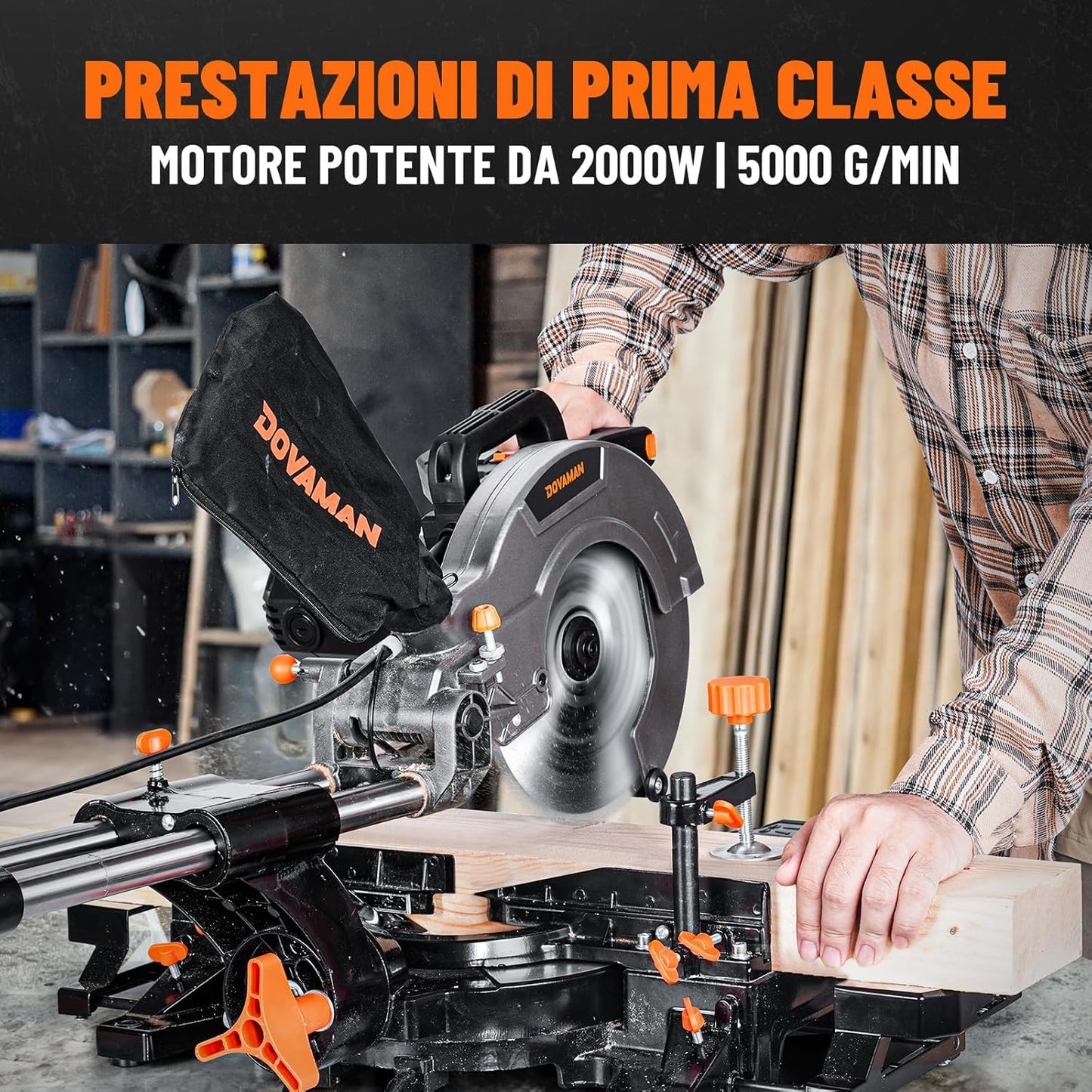 Troncatrice Radiale 2000W, Doppia Velocità 3200/5000 RPM DOVAMAN DMS01A