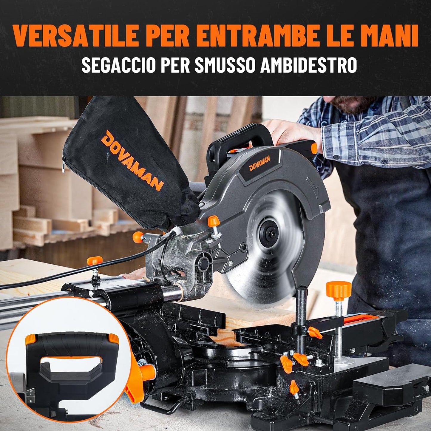 Troncatrice Radiale 2000W, Doppia Velocità 3200/5000 RPM DOVAMAN DMS01A