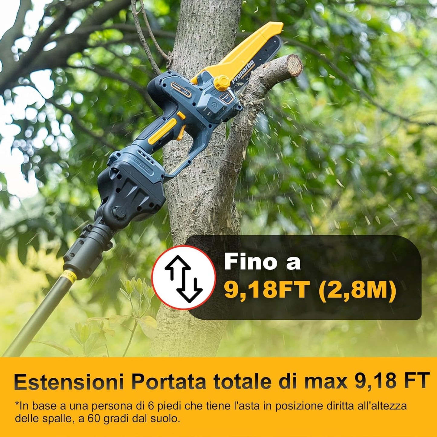 Motosega a Batteria Telescopica estensibile fino a 4 metri Brushless