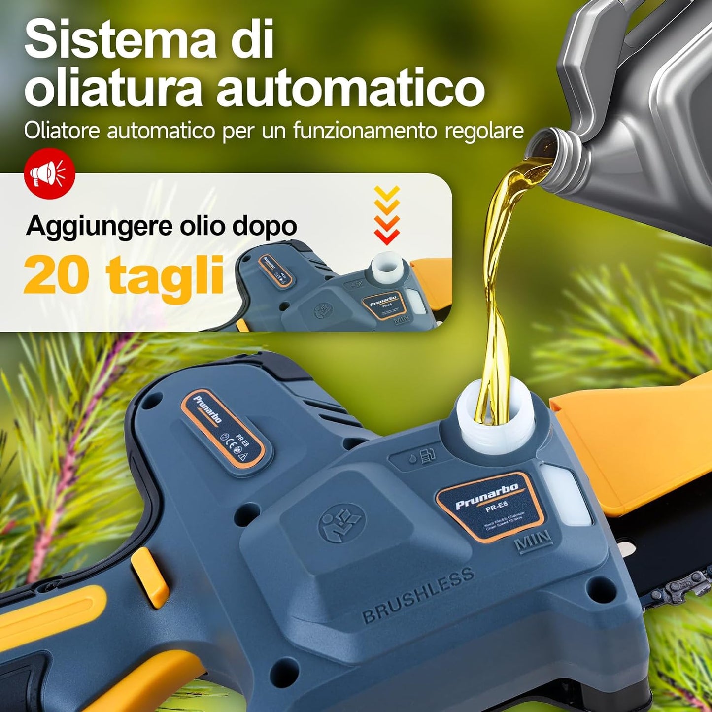 Motosega a Batteria Telescopica estensibile fino a 4 metri Brushless