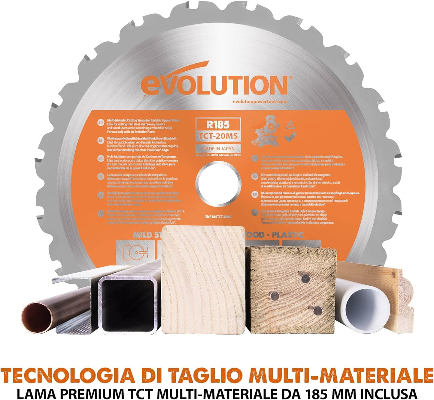 Evolution R185SMS-Li Troncatrice scorrevole cordless Include batteria 4 Ah e caricabatterie